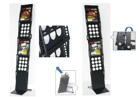 Fast-fold design steel folding brochure holder with carring bag