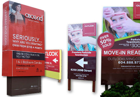 development creazon board signs and free standing builder pylons
